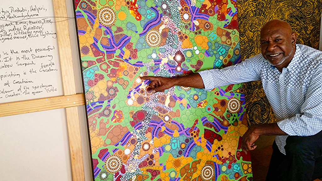aboriginal cultural education explaining a dreamtime story by walangari karntawarra
